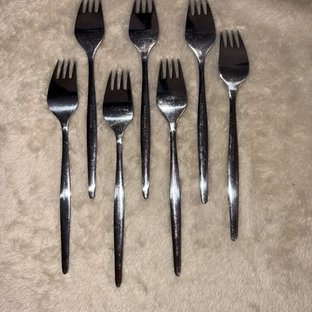 National Stainless CHEVIOT 7 forks vintage preowned MCM